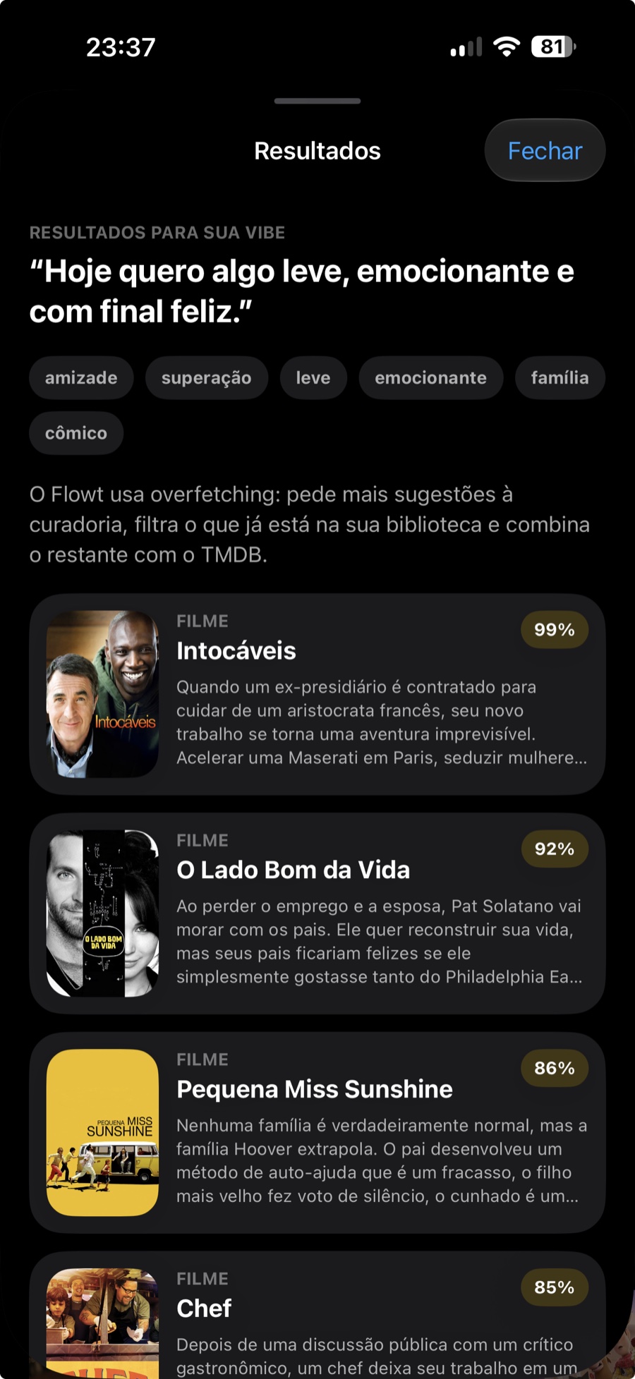 Busca por vibe no Flowt