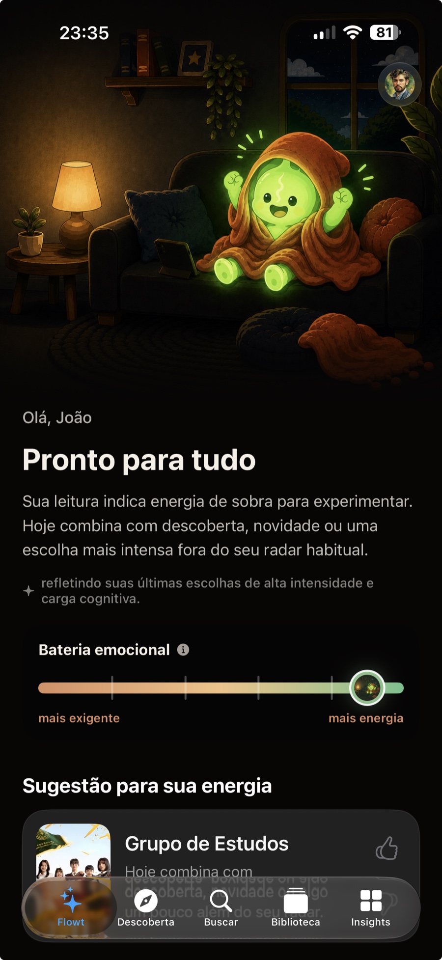 Tela inicial do Flowt