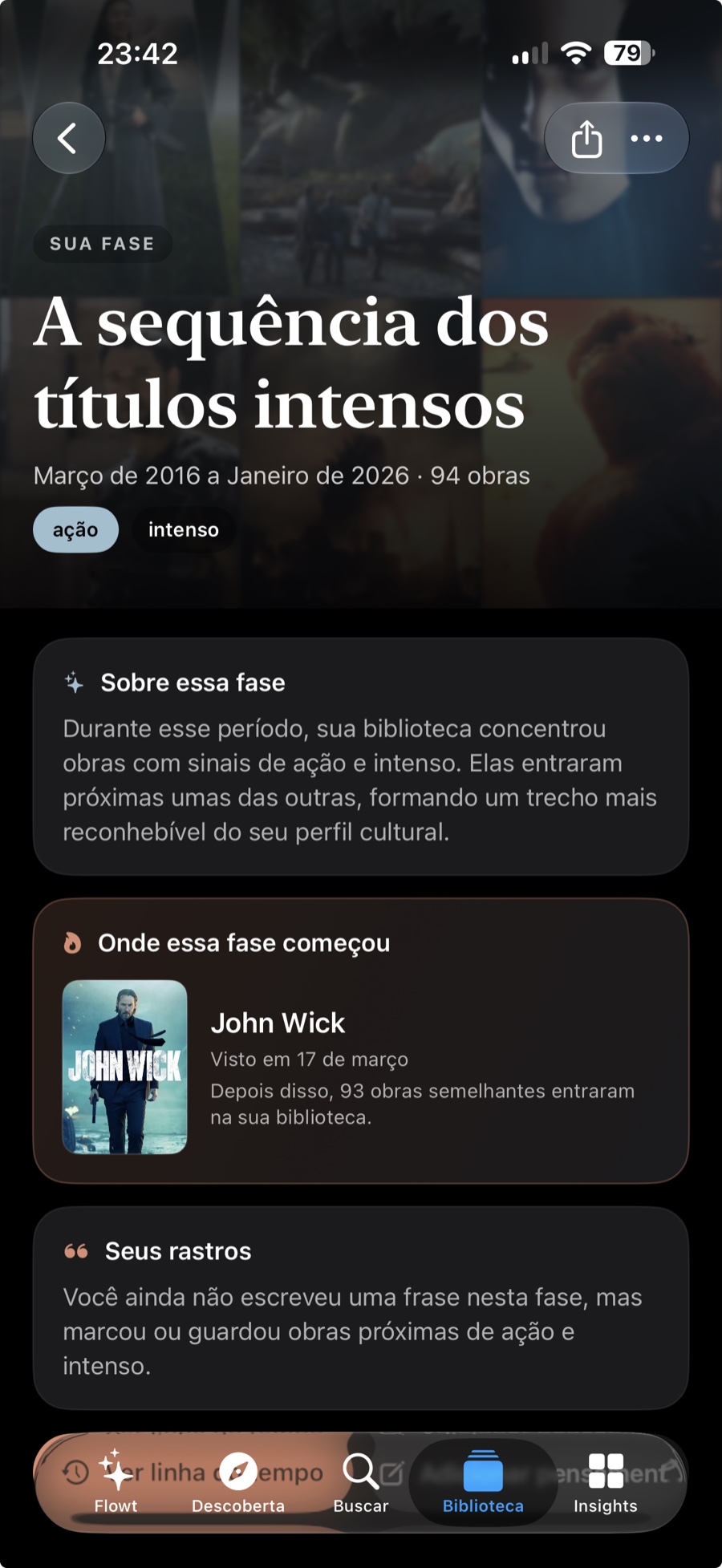 Fase A sequência dos títulos intensos